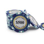 Monte Carlo 14 Gram Poker Chips - $500 Sold by the Roll 25 pcs per Roll, montecarlo500